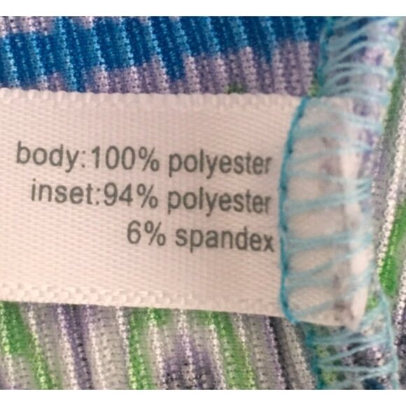 Notations Top Women Size 1X Crinkle Blue Green Black Gray Floral 3/4 Sleeves - Picture 13 of 14